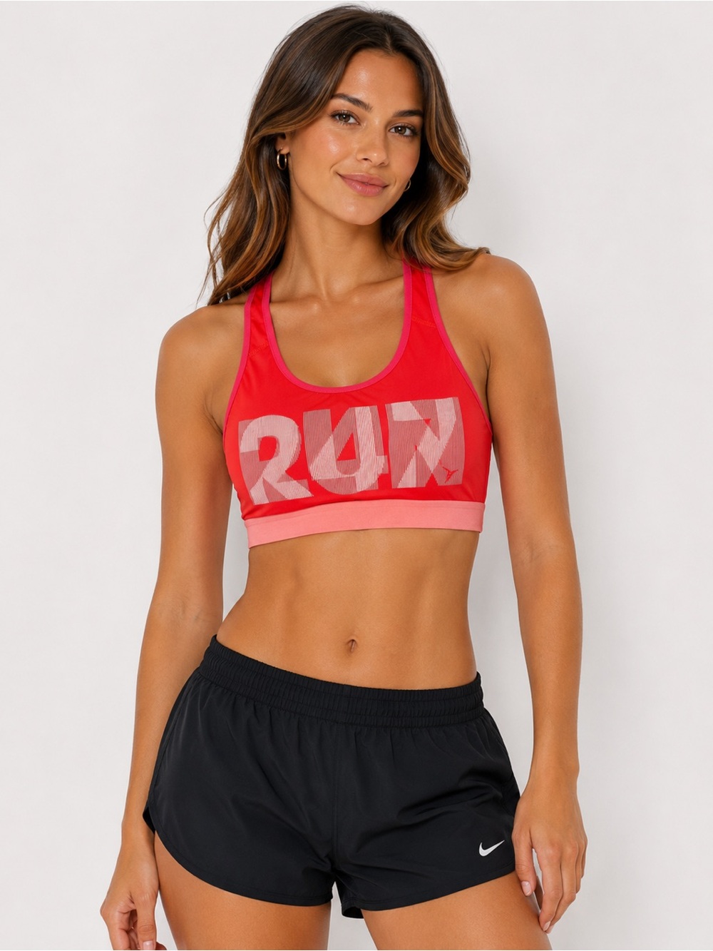 Old Navy Red Racerback Sports Bra with Pink Contrast Band